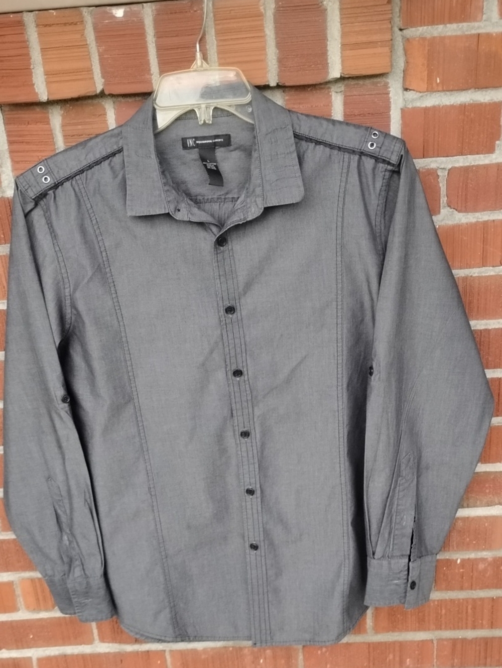 INC International Concepts Men's Charcoal Gray Long Sleeve Button Shirt